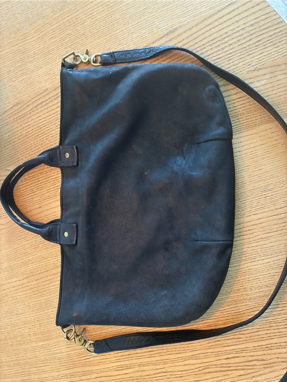 Clare V Black Pebbled Leather Messenger Bag